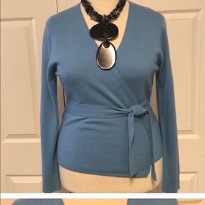 Diane von Furstenberg Blue Wrap Sweater